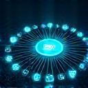 Illustration representing multiple online booking channels connected and synchronizing