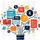 Abstract representation of various digital marketing channels and platforms